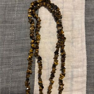 Tiger Eye Beaded Necklace - Brown and Gold Tones
